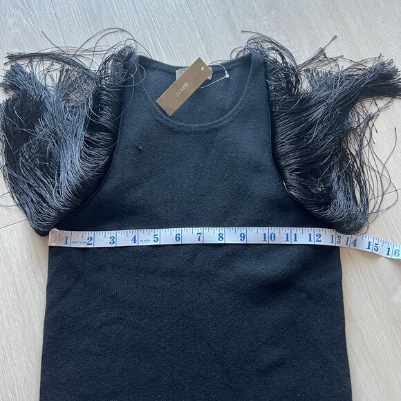 J Crew Cashmere Fringe Trim Sweater Tank Top XS Black - Picture 8 of 13
